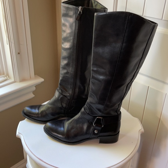 Franco Sarto Tall Black Leather Boots - Picture 3 of 6